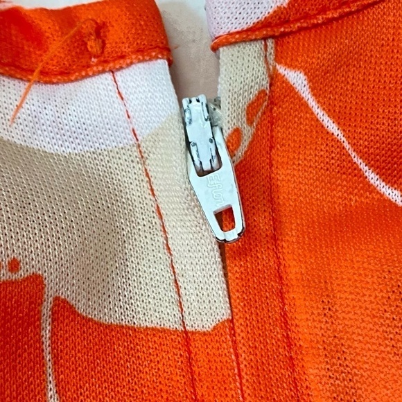 Vintage Top & Maxi Skirt 60s 2 Piece Set Orange Floral Psychedelic Print S / M - Picture 7 of 11